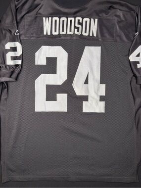 Authentic CHARLES WOODSON Oakland Raiders NFL Jersey Reebok Helmet Tag Size 54